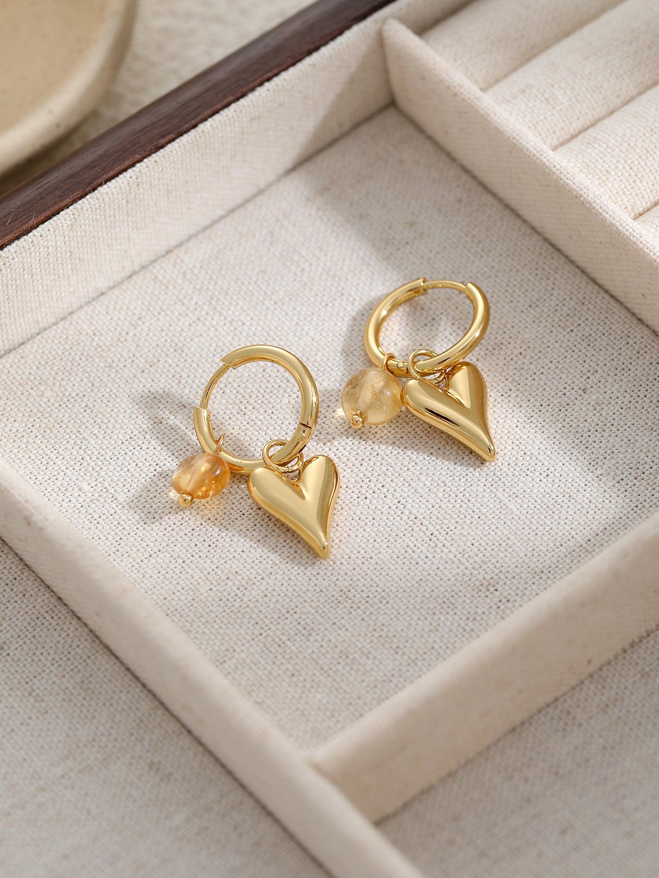 GOLD HEART HUGGIE EARRINGS