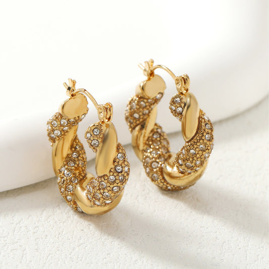 GOLD TWISTED HOOP EARRINGS