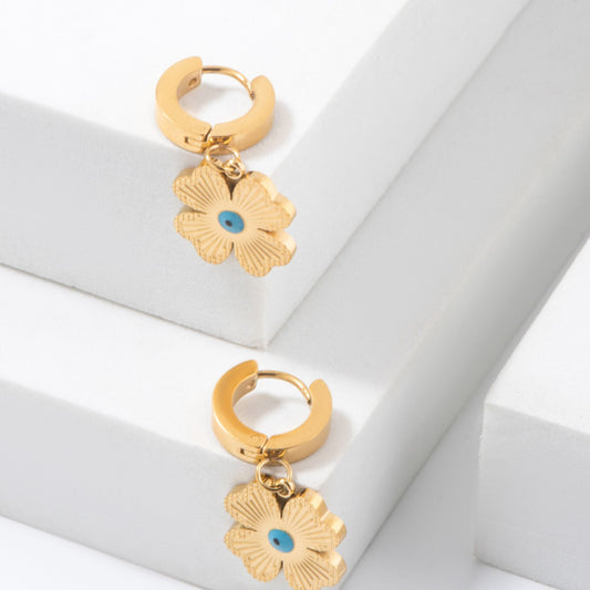 FOUR-LEAF CLOVER SMALL HOOP EARRINGS