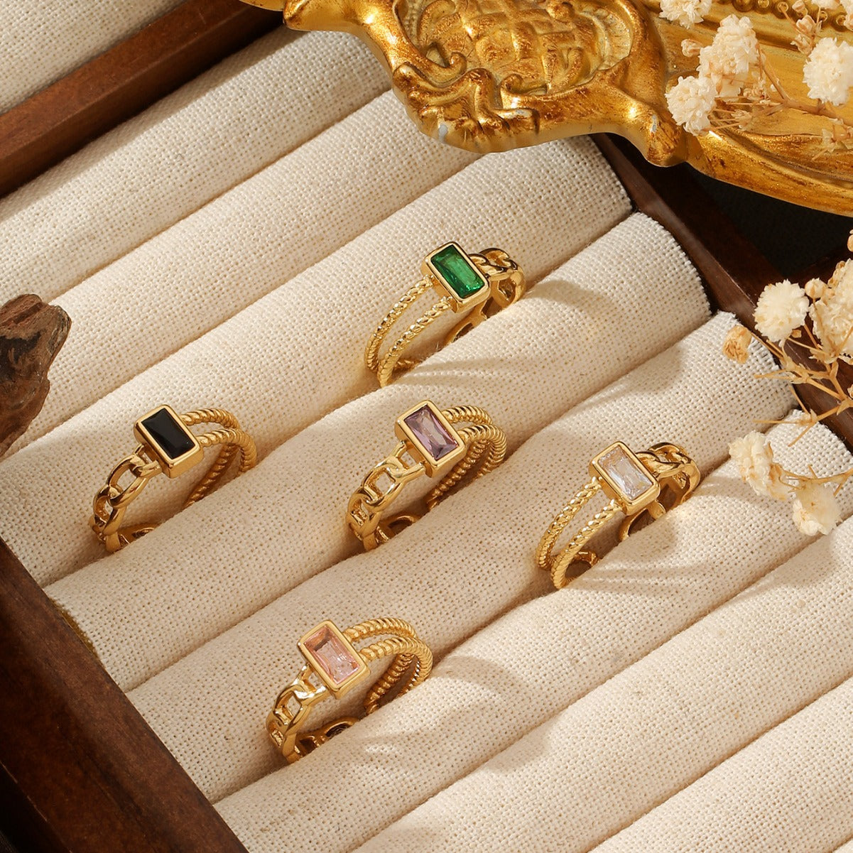 CZ GOLD OPEN RINGS