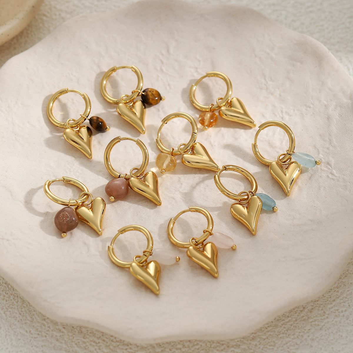 GOLD HEART HUGGIE EARRINGS