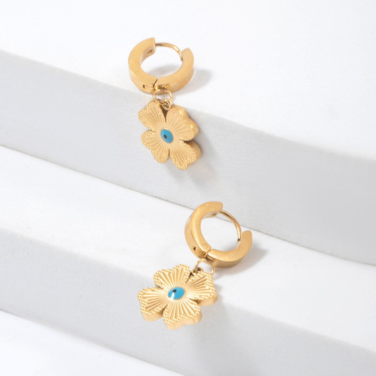 FOUR-LEAF CLOVER SMALL HOOP EARRINGS