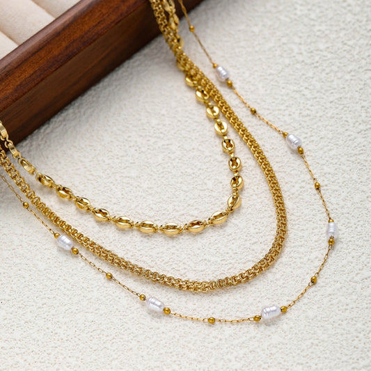 MIXED CHAIN PEARL NECKLACE