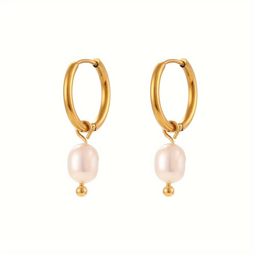 PEARL CHARM MINI HOOP EARRINGS