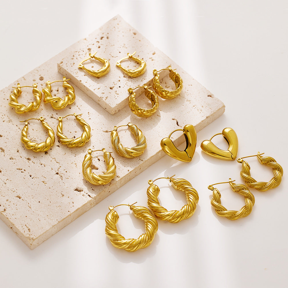 TWISTED GOLD HOOPS EARRING