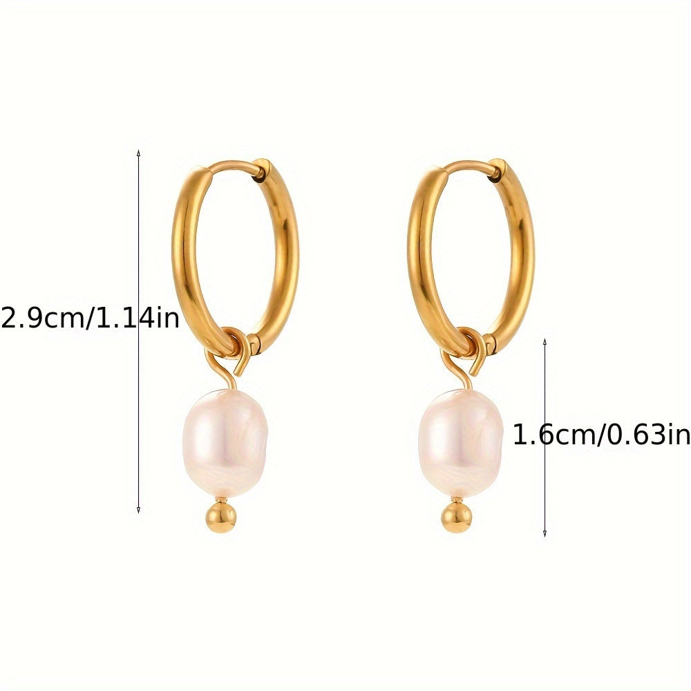 PEARL CHARM MINI HOOP EARRINGS