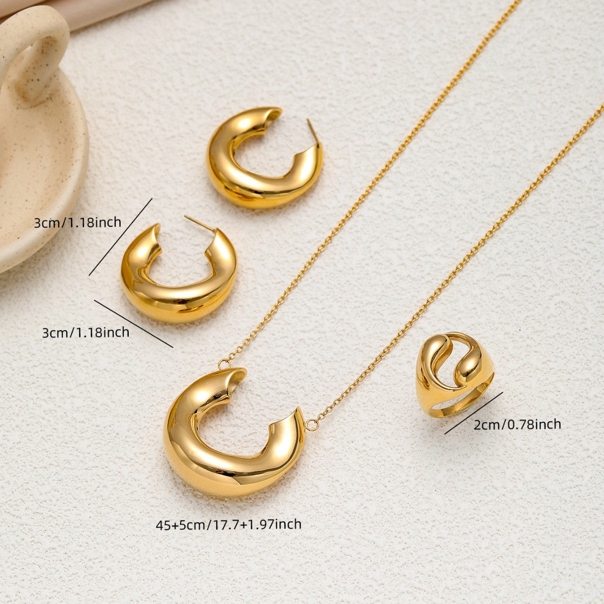 GOLDEN  HORSESHOE PENDANT NECKLACE SET