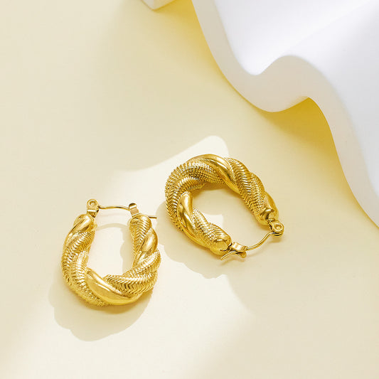 TWISTED GOLD HOOPS EARRING