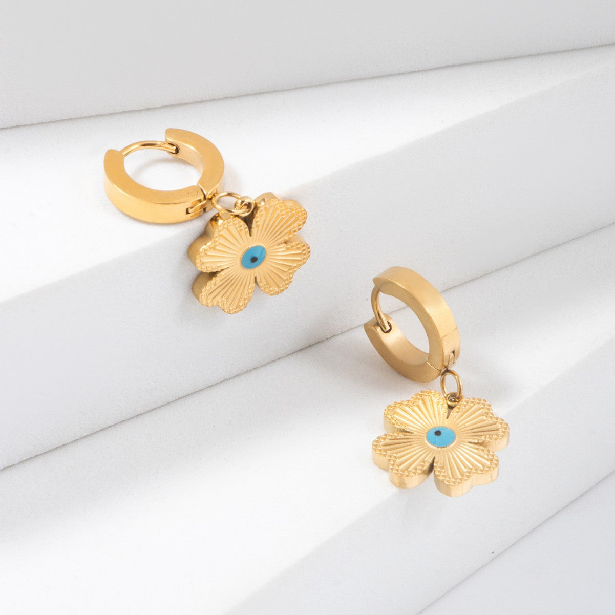 FOUR-LEAF CLOVER SMALL HOOP EARRINGS