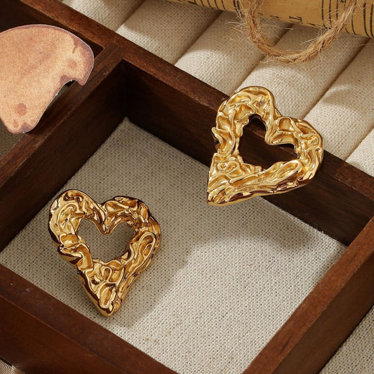 GOLD HEART STUD EARRINGS