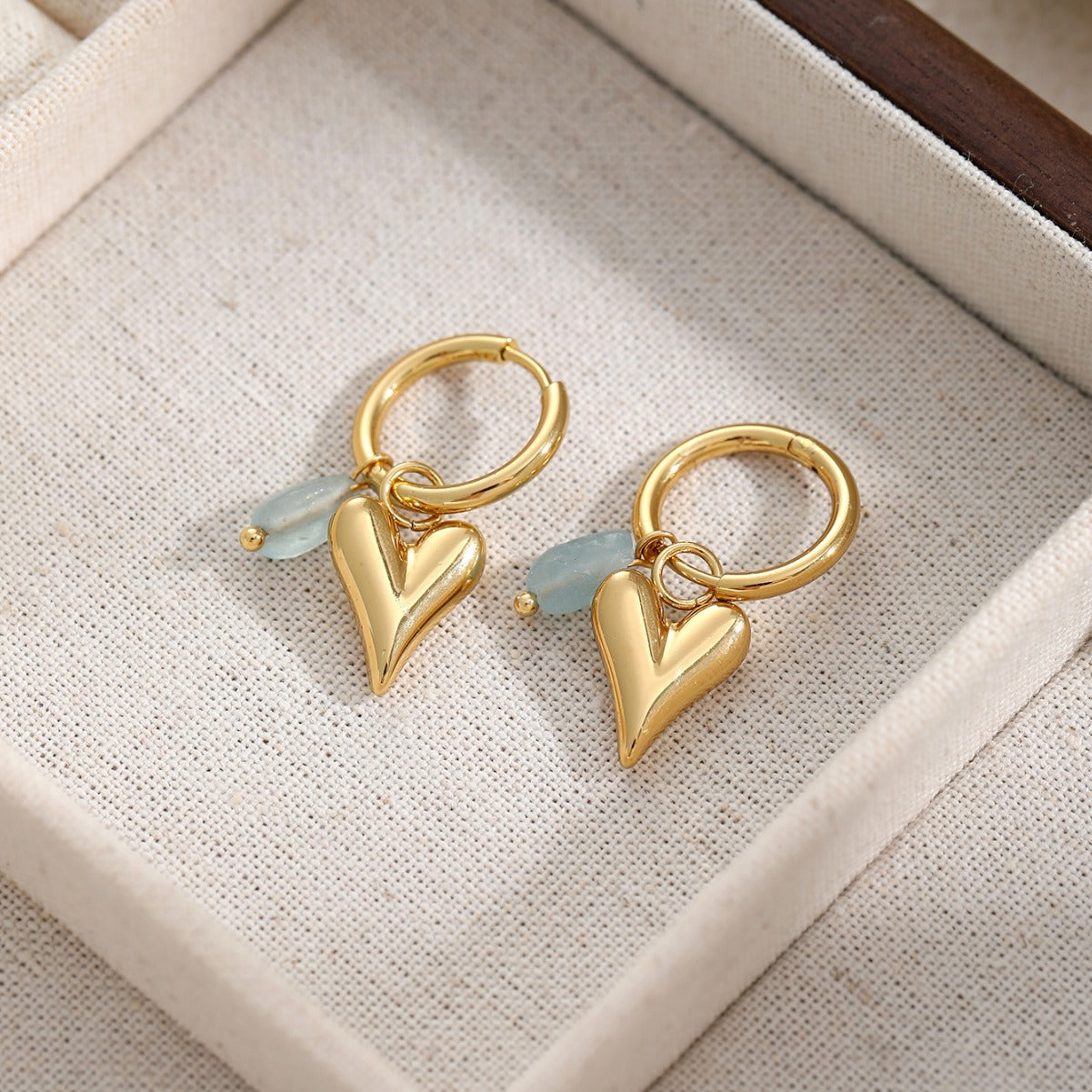 GOLD HEART HUGGIE EARRINGS