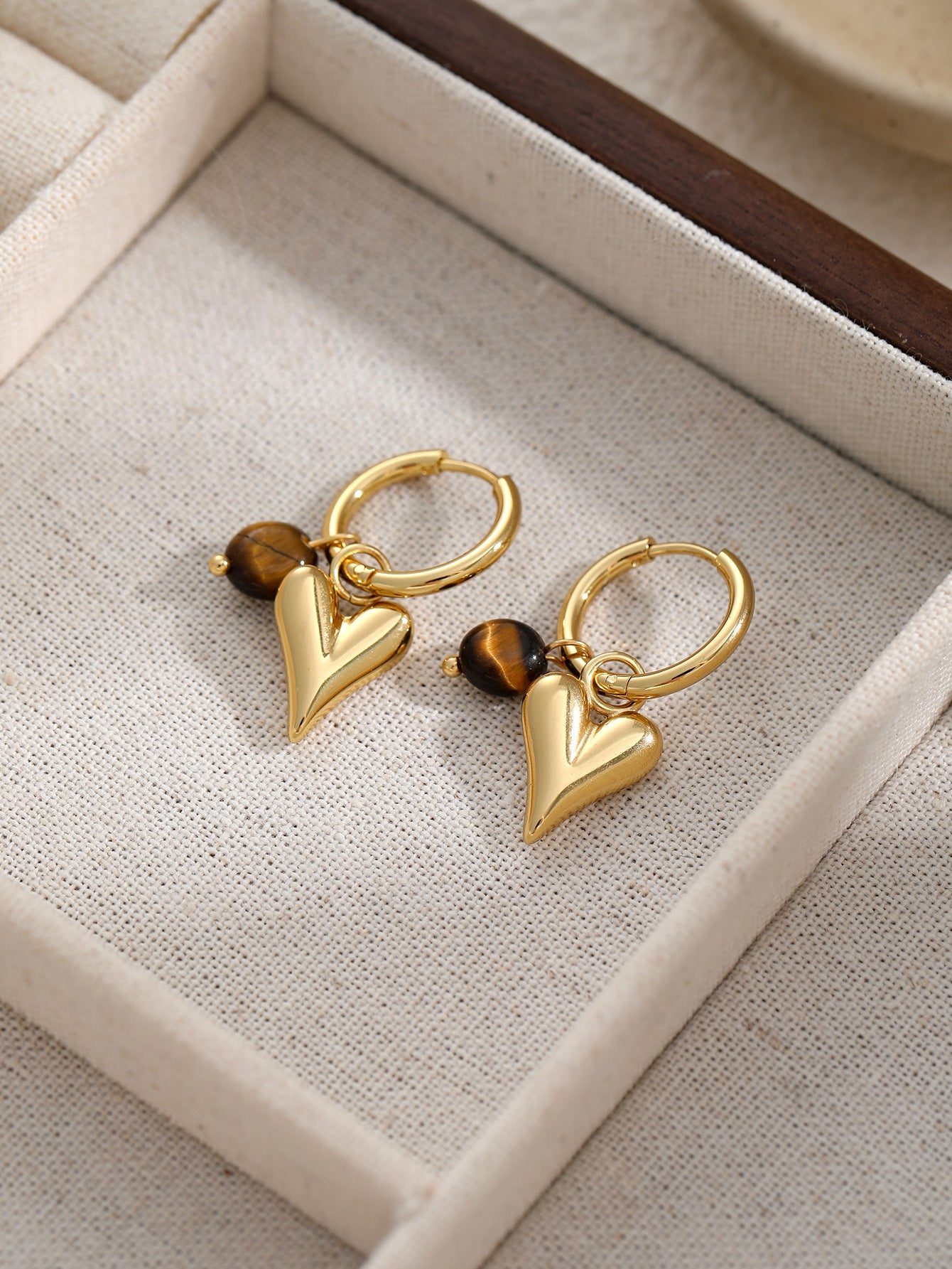 GOLD HEART HUGGIE EARRINGS