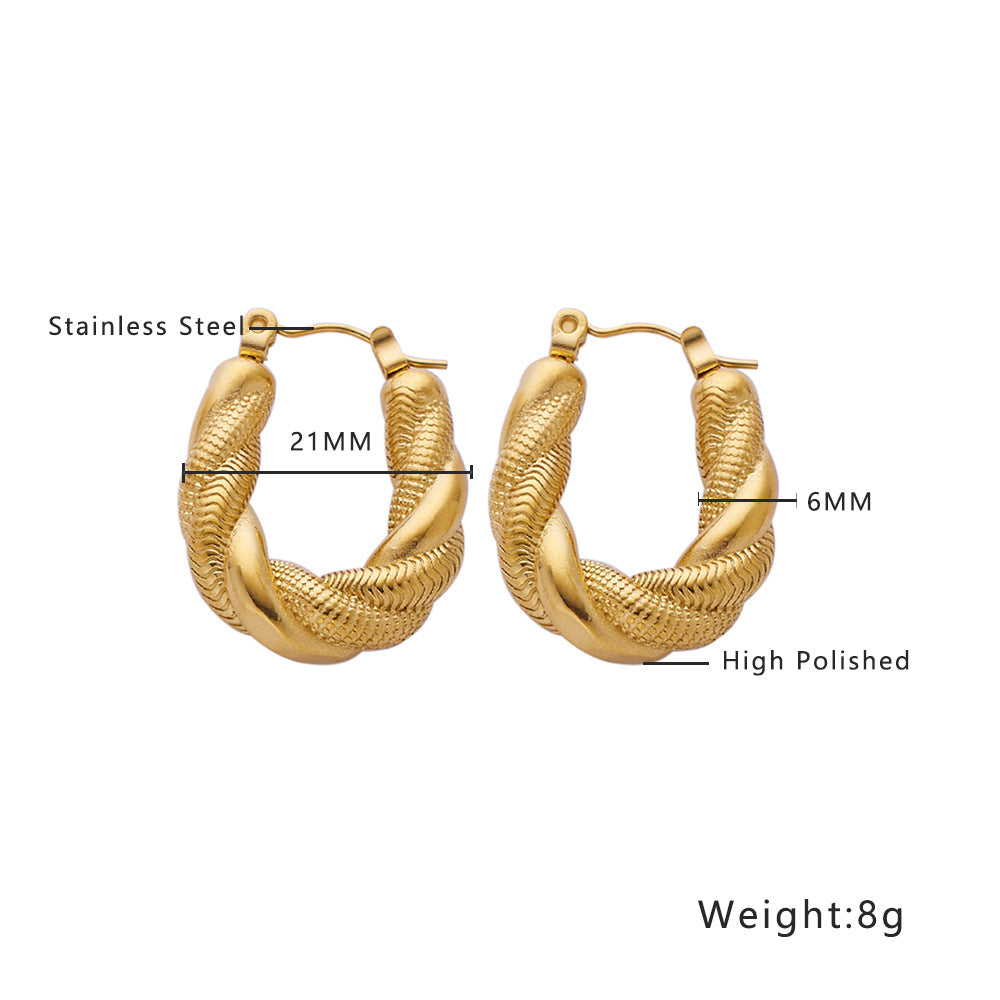 TWISTED GOLD HOOPS EARRING